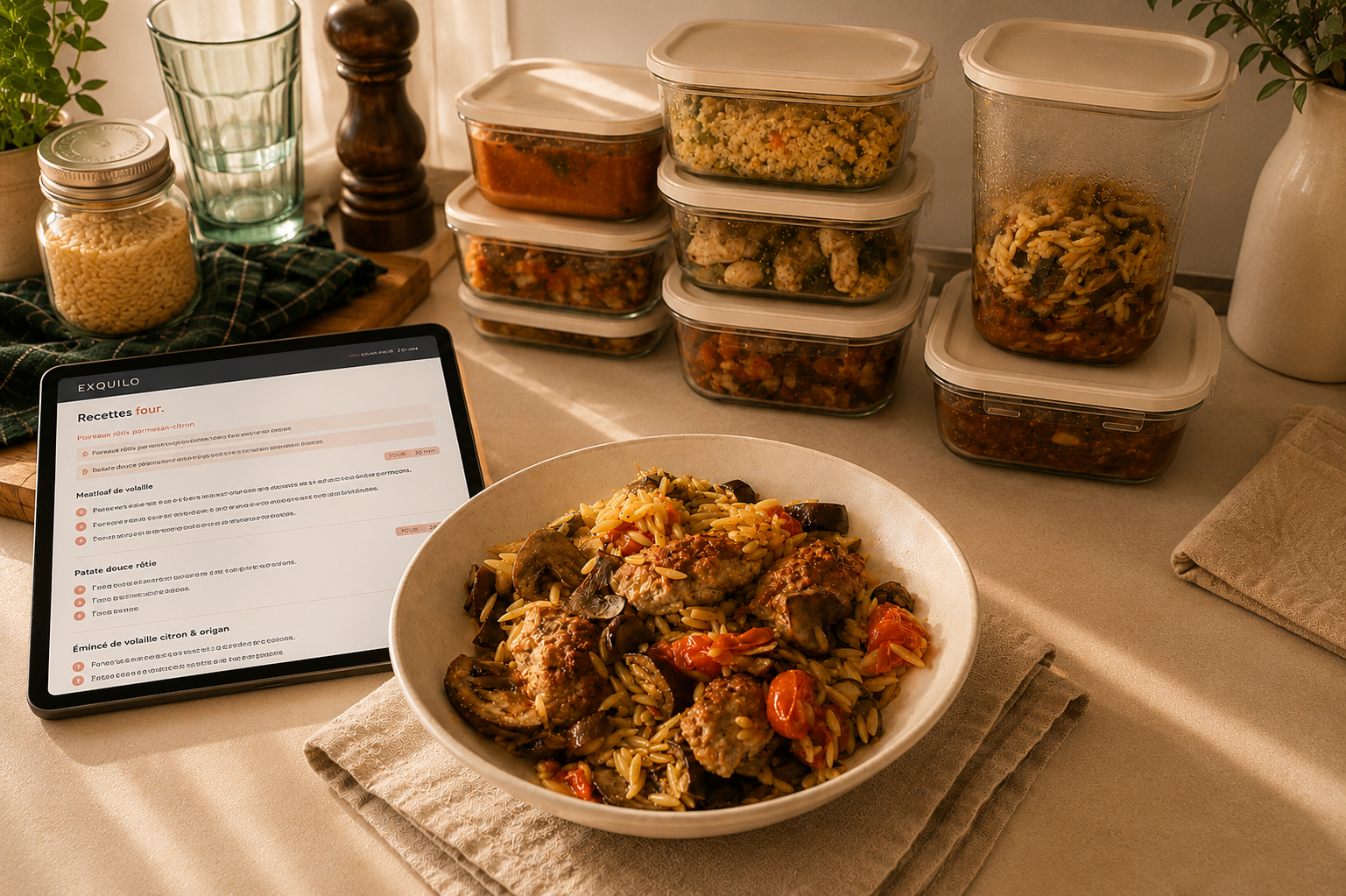 Boulettes maison & orzo fondant — plat signature EXQUILO