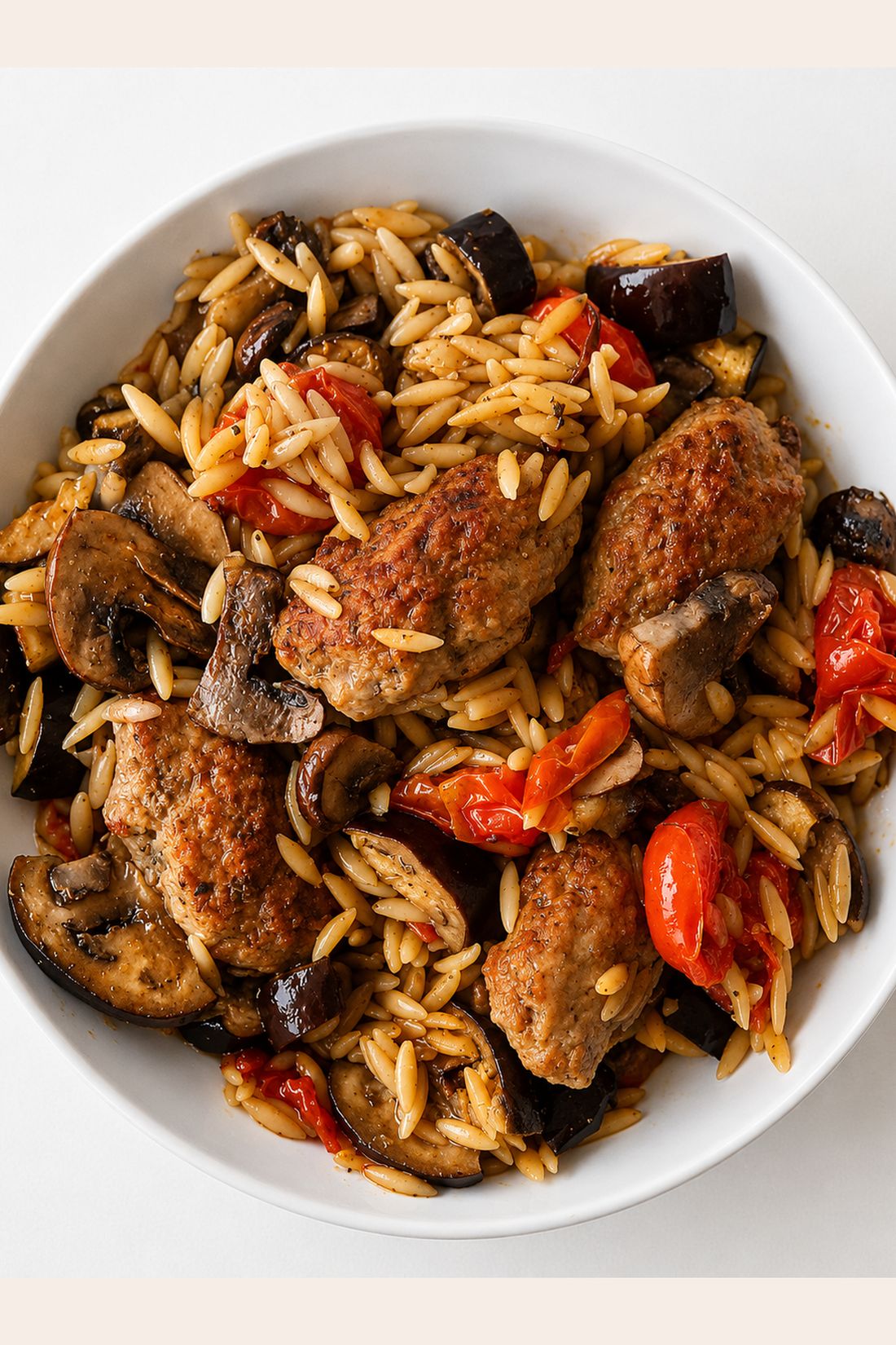 Boulettes maison & orzo fondant aux tomates cerise